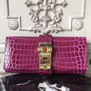 1:1 Knockoff Hermes Medor Clutch Bag In Fuchsia Crocodile Leather HJ00024
