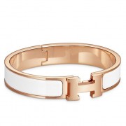 Best Hermes White Enamel Clic H PM Bracelet HJ00105