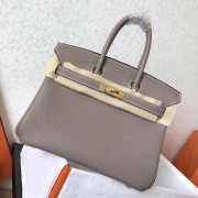 Best Quality Imitation Hermes Tourterelle Clemence Birkin 25cm Handmade Bag Replica HJ00539