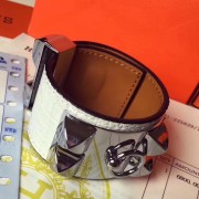 Cheap Copy High Quality Imitation Hermes White Alligator Collier De Chien Bracelet Size S HJ00204
