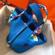 Copy Hermes Blue Hydra Picotin Lock MM 22cm Handmade Bag HJ00206