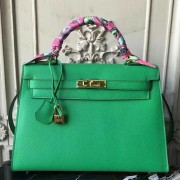 Copy Luxury Cheap Fake Hermes Bamboo Epsom Kelly 32cm Sellier Bag HJ00791