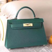 Fake Hermes Malachite Chevre Kelly Mini II 20cm Handmade Bag HJ00660