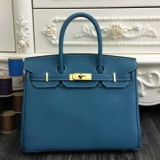 Hermes Birkin 30cm 35cm Bag In Jean Blue Clemence Leather HJ00083