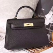 Hermes Black Epsom Kelly Mini II 20cm Handmade Bag Replica HJ00374