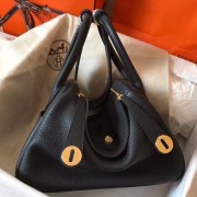 Hermes Black Lindy 30cm Clemence Handmade Bag Replica HJ00281