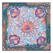 Hermes Blue Flowers Of South Africa Silk Scarf HJ00331