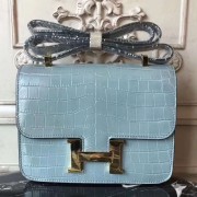 Hermes Blue Lin Constance MM 24cm Crocodile Bag HJ00400