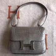 Hermes Constance 24cm Grey Porosus Crocodile HJ00257