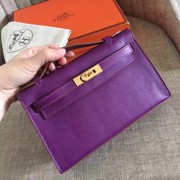 Hermes Cyclamen Swift Kelly Pochette Handmade Bag HJ01109
