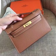 Hermes Gold Epsom Kelly Pochette Handmade Bag HJ01331