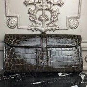 Hermes Jige Elan 29 Clutch In Chocolate Crocodile Leather HJ01155