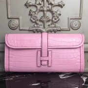 Hermes Jige Elan 29 Clutch In Pink Crocodile Leather HJ00688