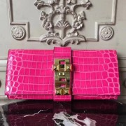 Hermes Medor Clutch Bag In Rose Red Crocodile Leather Replica HJ00617