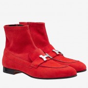 Hermes Red Saint Honore Ankle Boots HJ00627