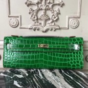 High Quality Copy Hermes Bambou Crocodile Kelly Cut Clutch Bag HJ01354