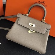 High Quality Perfect Hermes Grey Clemence Kelly 20cm GHW Bag HJ00637
