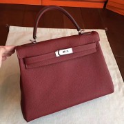High Quality Replica Hermes Bordeaux Clemence Kelly Retourne 32cm Handmade Bag HJ00872