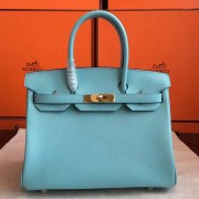Hot Hermes Blue Atoll Epsom Birkin 35cm Handmade Bag Replica HJ01049