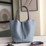 Hot Hermes Blue Lin Picotin Lock 22cm Braided Handles Bag Replica HJ00984
