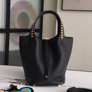 Imitation AAA Knockoff Hermes Black Picotin Lock 18cm Bag With Braided Handles HJ00643