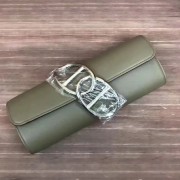 Imitation Fake Hermes Handmade Egee Clutch In Khaki Swift Leather HJ00030
