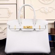 Imitation Hermes Birkin 30cm 35cm Bag In White Epsom Leather HJ00246