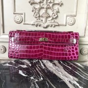 Imitation Hermes Fuchsia Crocodile Kelly Cut Clutch Bag HJ00730