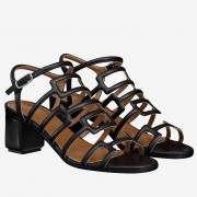 Imitation Knockoff Hermes Oracle Sandals In Black Leather HJ01280