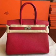Imitation Top AAA Hermes Red Epsom Birkin 30cm Handmade Bag HJ00044