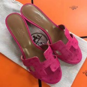 Knockoff AAA Hermes Rose Red Ostrich Oasis Sandals HJ01287