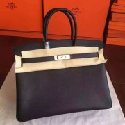 Knockoff Hermes Black Epsom Birkin 35cm Handmade Bag HJ00344