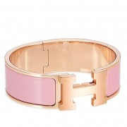 Luxury Cheap Imitation Hermes Pink Enamel Clic Clac H PM Bracelet HJ00815
