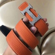 Luxury Copy Hermes H Belt Buckle & Orange Clemence 32 MM Strap HJ00117