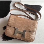 New Replica Hermes Constance 24cm Poussiere Porosus Crocodile HJ01334