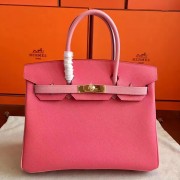 Perfect Faux Hermes Rose Lipstick Espom Horseshoe Brikin 30cm Handmade Bag HJ00610