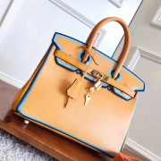 Quality Perfect Hermes Yellow With Blue Piping Epsom Birkin 30cm Bag HJ00073