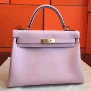 Replica Faux Hermes Rose Dragee Swift Kelly Retourne 32cm Handmade Bag HJ00523