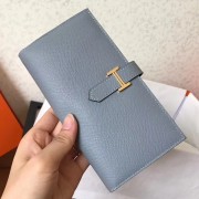 Replica Hermes Blue Lin Epsom Bearn Gusset Wallet HJ00283