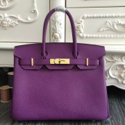 Top Quality Hermes Birkin 30cm 35cm Bag In Purple Clemence Leather HJ00642