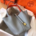1:1 Hermes Bicolor Picotin Lock MM 22cm Blue Lin Bag HJ00146