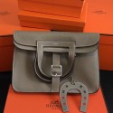 1:1 Hermes Halzan Bag In Grey Clemence Leather HJ00528