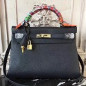 1:1 Imitation Hermes Black Clemence Kelly 28cm Bag HJ00368
