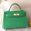 1:1 Replica Hermes Bamboo Epsom Kelly Mini II 20cm Handmade Bag HJ01189