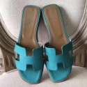 1:1 Replica Hermes Oran Sandals In Lagon Epsom Leather HJ01299