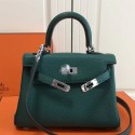 AAA Hermes Malachite Clemence Kelly 20cm PHW Bag HJ00147