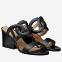 AAA Imitation Hermes Black Peace Sandals HJ00254