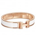 Best Hermes White Enamel Clic H PM Bracelet HJ00105