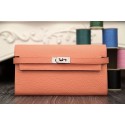 Cheap Hermes Kelly Longue Wallet In Crevette Clemence Leather HJ00007