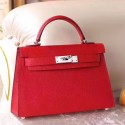 Copy Fashion Replica Hot Hermes Red Epsom Kelly Mini II 20cm Handmade Bag HJ00097